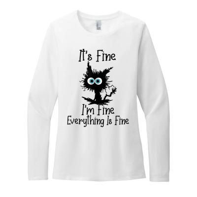 It's Fine I'm Fine Everything Is Fine Cat It's Fine I'm Fine Womens CVC Long Sleeve Shirt