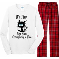 It's Fine I'm Fine Everything Is Fine Cat It's Fine I'm Fine Long Sleeve Pajama Set