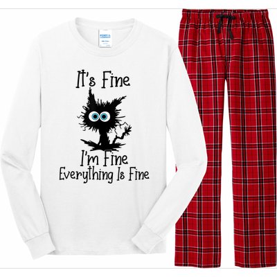 It's Fine I'm Fine Everything Is Fine Cat It's Fine I'm Fine Long Sleeve Pajama Set