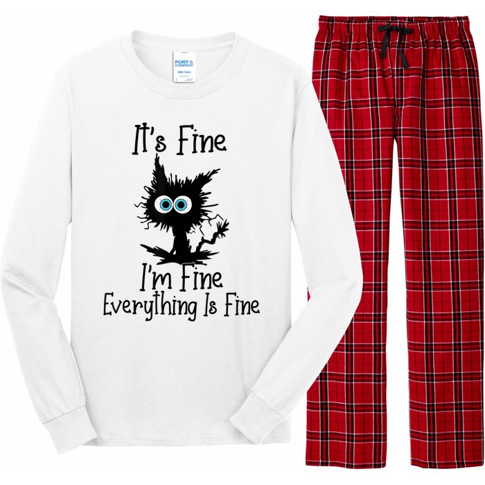 It's Fine I'm Fine Everything Is Fine Cat It's Fine I'm Fine Long Sleeve Pajama Set