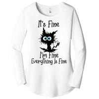 It's Fine I'm Fine Everything Is Fine Cat It's Fine I'm Fine Women's Perfect Tri Tunic Long Sleeve Shirt