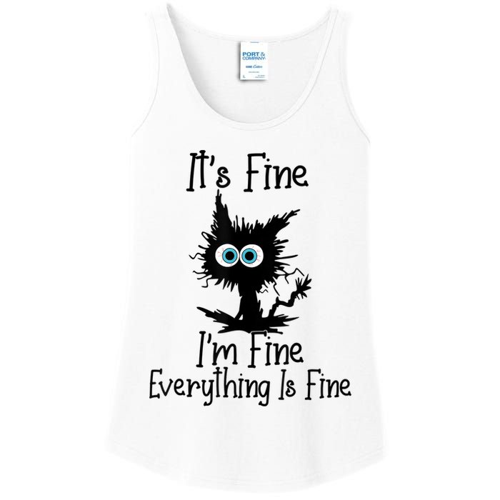 It's Fine I'm Fine Everything Is Fine Cat It's Fine I'm Fine Ladies Essential Tank