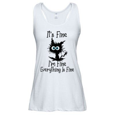 It's Fine I'm Fine Everything Is Fine Cat It's Fine I'm Fine Ladies Essential Flowy Tank