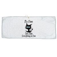 It's Fine I'm Fine Everything Is Fine Cat It's Fine I'm Fine Large Microfiber Waffle Golf Towel