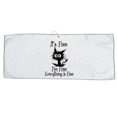 It's Fine I'm Fine Everything Is Fine Cat It's Fine I'm Fine Large Microfiber Waffle Golf Towel