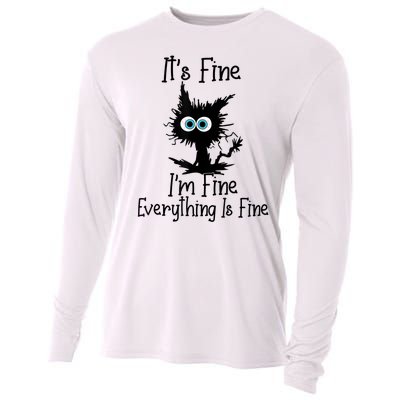 It's Fine I'm Fine Everything Is Fine Cat It's Fine I'm Fine Cooling Performance Long Sleeve Crew