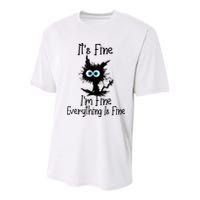It's Fine I'm Fine Everything Is Fine Cat It's Fine I'm Fine Youth Performance Sprint T-Shirt