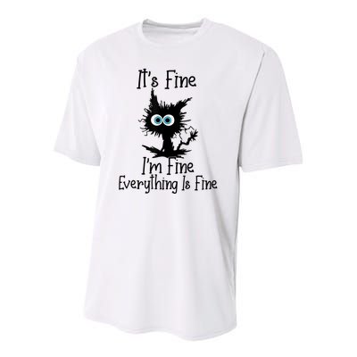 It's Fine I'm Fine Everything Is Fine Cat It's Fine I'm Fine Youth Performance Sprint T-Shirt