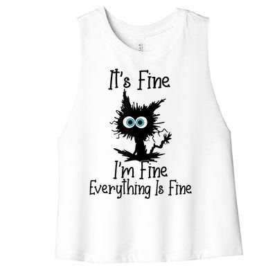 It's Fine I'm Fine Everything Is Fine Cat It's Fine I'm Fine Women's Racerback Cropped Tank