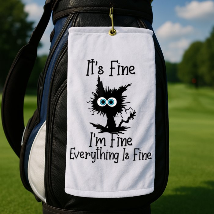 It's Fine I'm Fine Everything Is Fine Cat It's Fine I'm Fine Golf Towel
