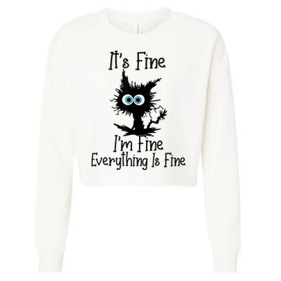 It's Fine I'm Fine Everything Is Fine Cat It's Fine I'm Fine Cropped Pullover Crew