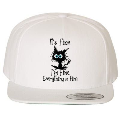 It's Fine I'm Fine Everything Is Fine Cat It's Fine I'm Fine Wool Snapback Cap