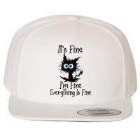 It's Fine I'm Fine Everything Is Fine Cat It's Fine I'm Fine Wool Snapback Cap