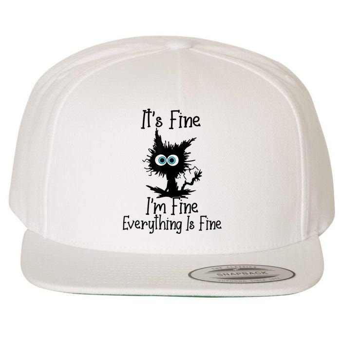 It's Fine I'm Fine Everything Is Fine Cat It's Fine I'm Fine Wool Snapback Cap