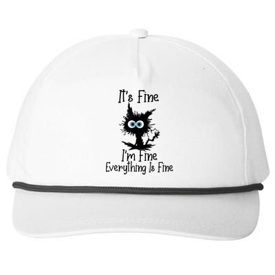 It's Fine I'm Fine Everything Is Fine Cat It's Fine I'm Fine Snapback Five-Panel Rope Hat