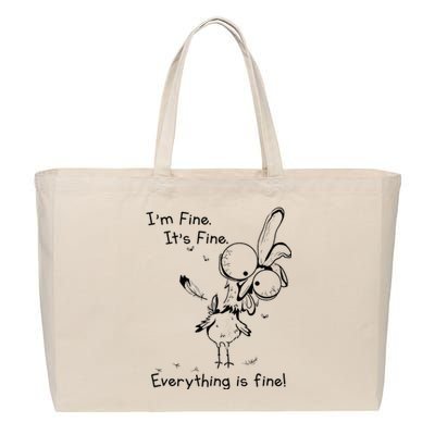 Its Fine Im Fine Everything Is Fine Funny Chicken Cotton Canvas Jumbo Tote