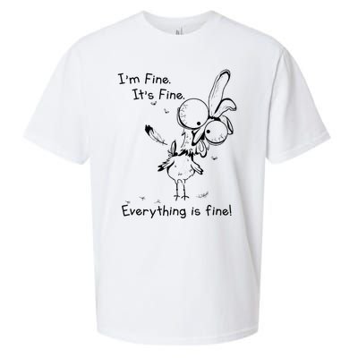 Its Fine Im Fine Everything Is Fine Funny Chicken Sueded Cloud Jersey T-Shirt