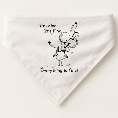 Its Fine Im Fine Everything Is Fine Funny Chicken USA-Made Doggie Bandana