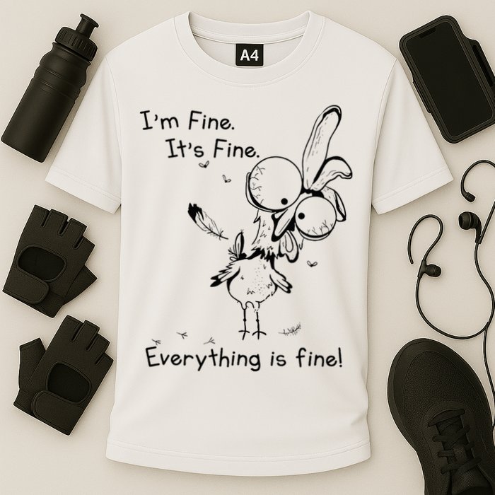 Its Fine Im Fine Everything Is Fine Funny Chicken Cooling Performance Crew T-Shirt