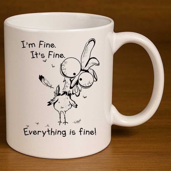 Its Fine Im Fine Everything Is Fine Funny Chicken 11oz C Handle Ceramic Mug