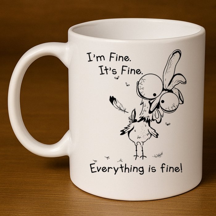 Its Fine Im Fine Everything Is Fine Funny Chicken 11oz C Handle Ceramic Mug