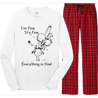 Its Fine Im Fine Everything Is Fine Funny Chicken Long Sleeve Pajama Set