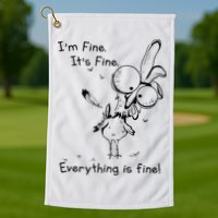 Its Fine Im Fine Everything Is Fine Funny Chicken Golf Towel