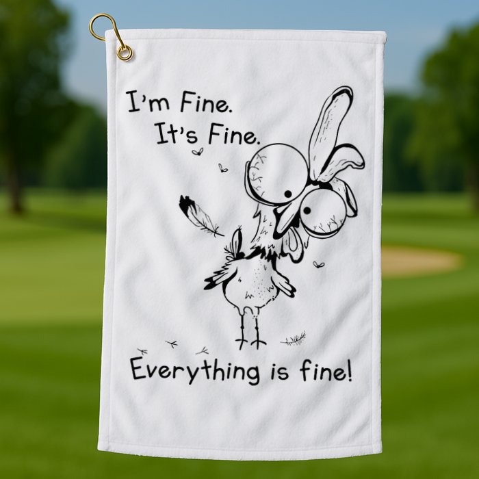 Its Fine Im Fine Everything Is Fine Funny Chicken Golf Towel