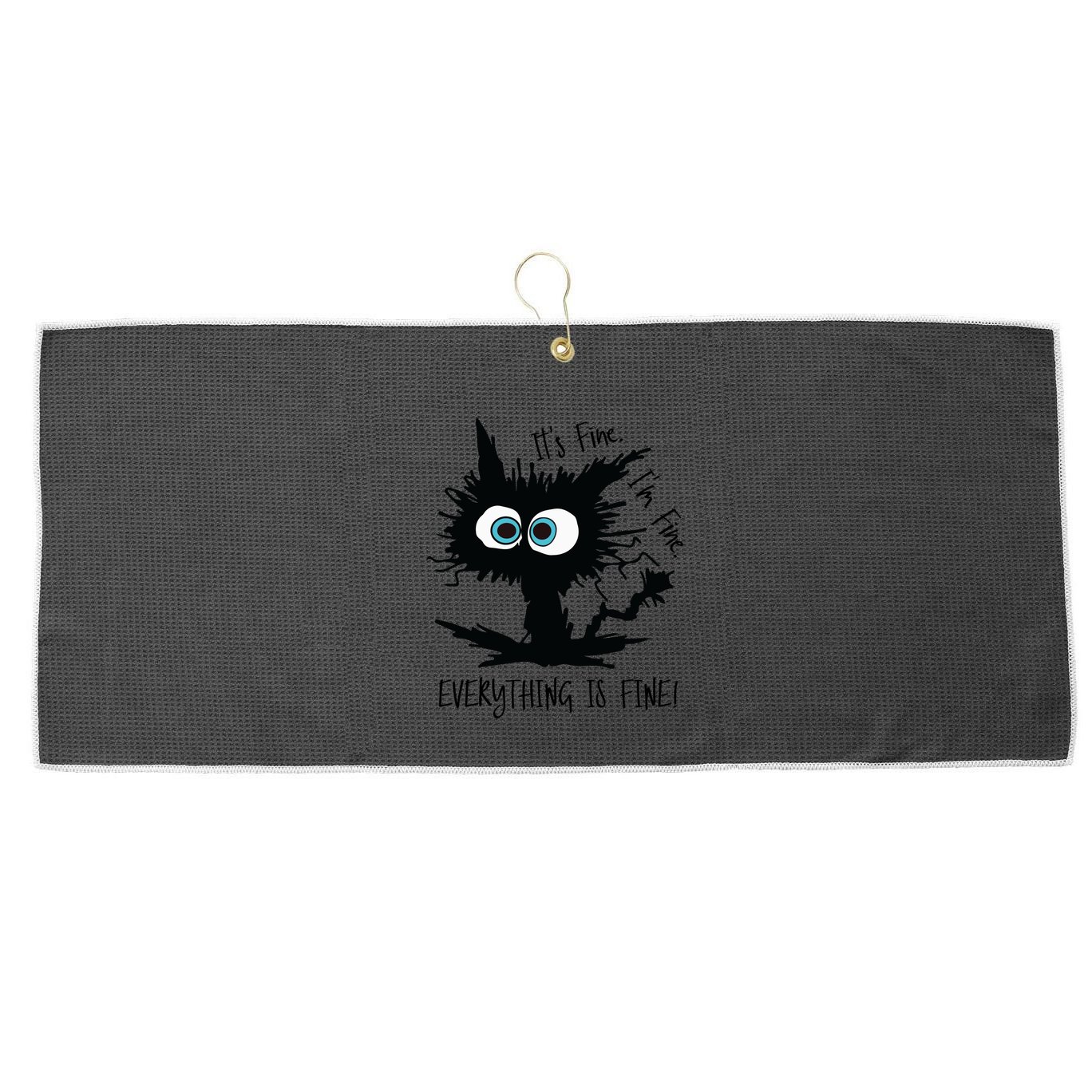 Its Fine Im Fine Everythings Fine Great Gift Funny Cat Gift Large Microfiber Waffle Golf Towel
