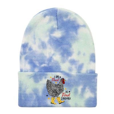 I'm Fluent In Fowl Language Farm Life Crazy Chicken Lady Tie Dye 12in Knit Beanie