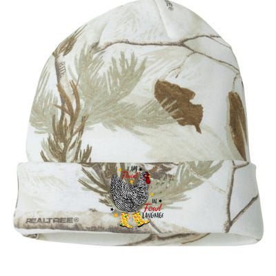 I'm Fluent In Fowl Language Farm Life Crazy Chicken Lady Kati Licensed 12" Camo Beanie