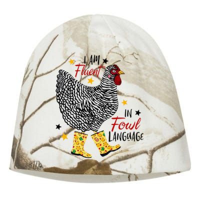 I'm Fluent In Fowl Language Farm Life Crazy Chicken Lady Kati - Camo Knit Beanie