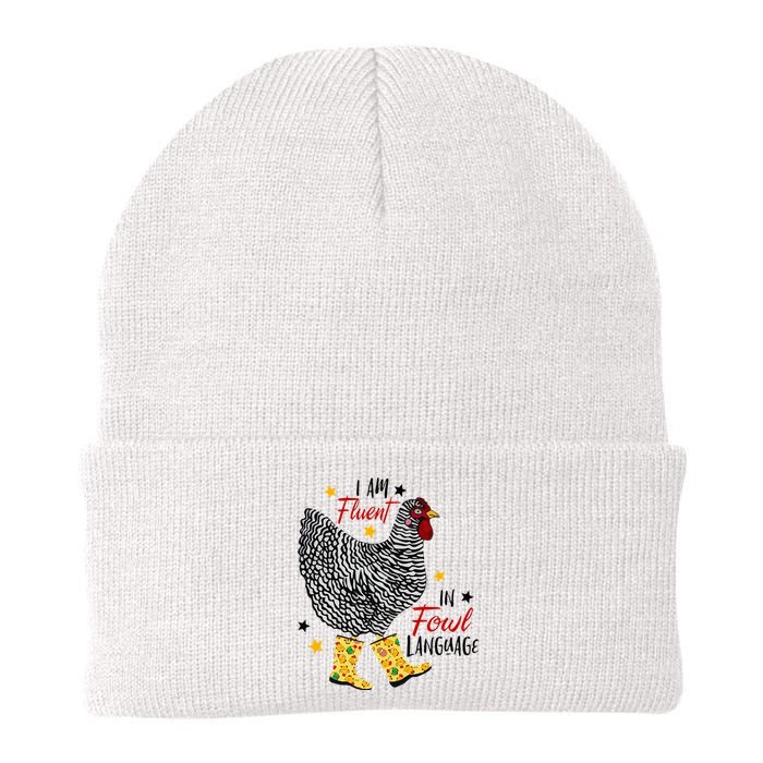 I'm Fluent In Fowl Language Farm Life Crazy Chicken Lady Knit Cap Winter Beanie