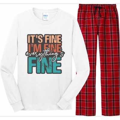 Its Fine Introvert Sarcastic Good Vibes Long Sleeve Pajama Set