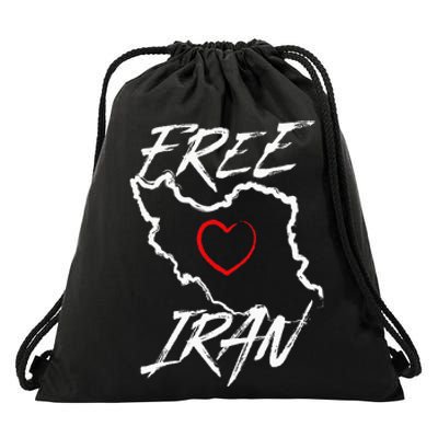 Iran Free Iran Symbol Heart Map Freedom Heart Love Gift Drawstring Bag