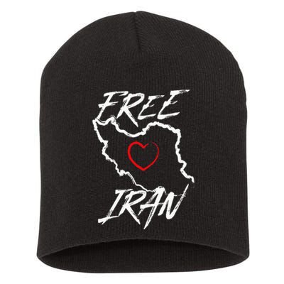 Iran Free Iran Symbol Heart Map Freedom Heart Love Gift Short Acrylic Beanie