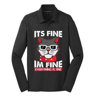 ItS Fine I Am Fine Everything Is Fine Funny Humorous Gift Silk Touch Performance Long Sleeve Polo