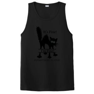 Its Fine I Am Fine Everything Is Fine Funny Frozen Shocked Cat PosiCharge Competitor Tank