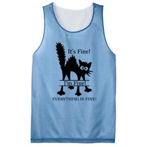 Its Fine I Am Fine Everything Is Fine Funny Frozen Shocked Cat Mesh Reversible Basketball Jersey Tank