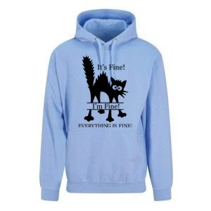 Its Fine I Am Fine Everything Is Fine Funny Frozen Shocked Cat Unisex Surf Hoodie