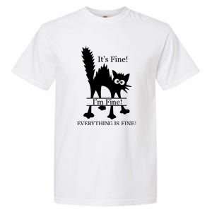 Its Fine I Am Fine Everything Is Fine Funny Frozen Shocked Cat Garment-Dyed Heavyweight T-Shirt