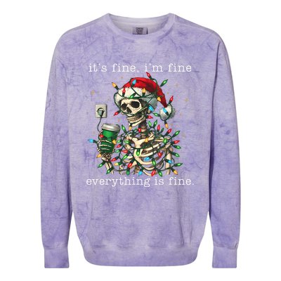 ItS Fine IM Fine Everything Is Fine Christmas Skeleton Colorblast Crewneck Sweatshirt