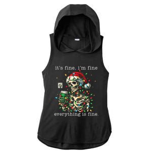 ItS Fine IM Fine Everything Is Fine Christmas Skeleton Ladies PosiCharge Tri-Blend Wicking Draft Hoodie Tank