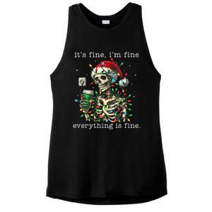 ItS Fine IM Fine Everything Is Fine Christmas Skeleton Ladies PosiCharge Tri-Blend Wicking Tank