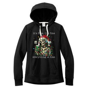 ItS Fine IM Fine Everything Is Fine Christmas Skeleton Women's Fleece Hoodie