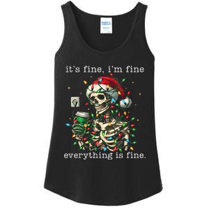 ItS Fine IM Fine Everything Is Fine Christmas Skeleton Ladies Essential Tank