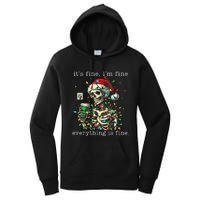 ItS Fine IM Fine Everything Is Fine Christmas Skeleton Women's Pullover Hoodie