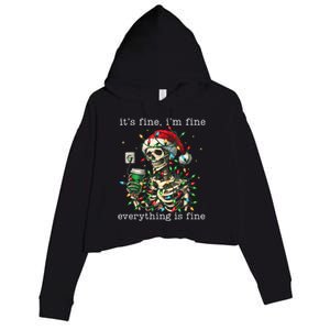 ItS Fine IM Fine Everything Is Fine Christmas Skeleton Crop Fleece Hoodie