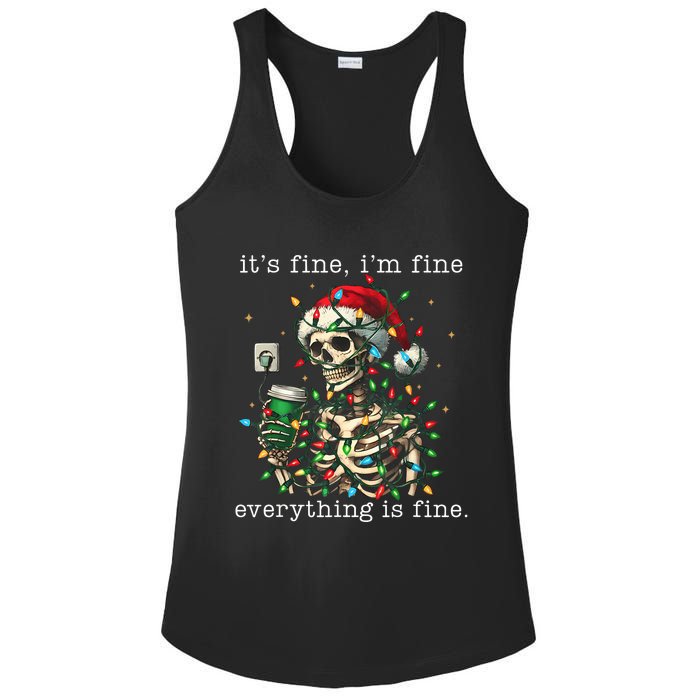 ItS Fine IM Fine Everything Is Fine Christmas Skeleton Ladies PosiCharge Competitor Racerback Tank