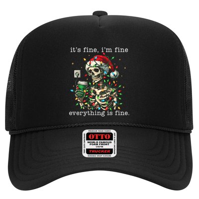 ItS Fine IM Fine Everything Is Fine Christmas Skeleton Trucker Hat